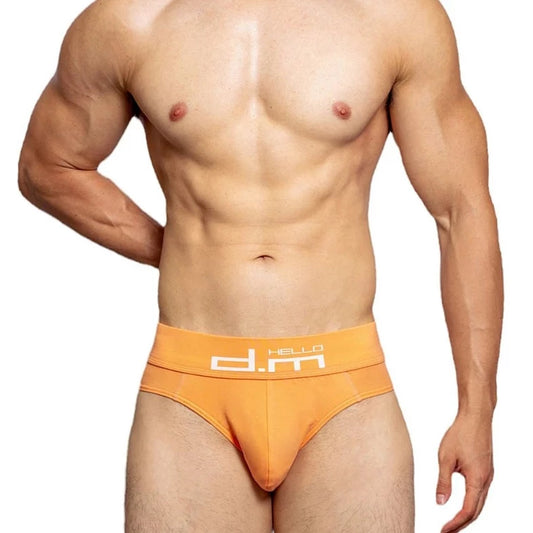 a hot gay man in Coral red DM Gay Men's Hello Briefs - pridevoyageshop.com - gay men’s underwear and swimwear
