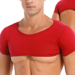a hot gay guy in red Men's Casual Solid Crop Tops | Gay Crop Tops & Club Wear - pridevoyageshop.com - gay crop tops, gay casual clothes and gay clothes store