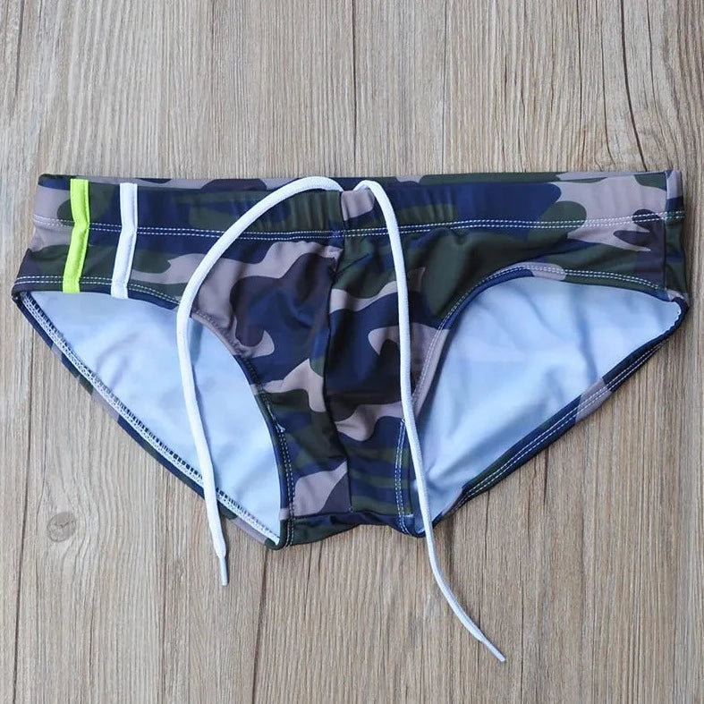 details of Men's Camo Swim Briefs - pridevoyageshop.com - gay men’s underwear and swimwear