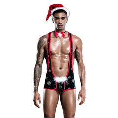 a sexy man in Santa’s Secret Christmas Outfit - pridevoyageshop.com - gay costumes, men role play outfits, gay party costumes and gay rave outfits