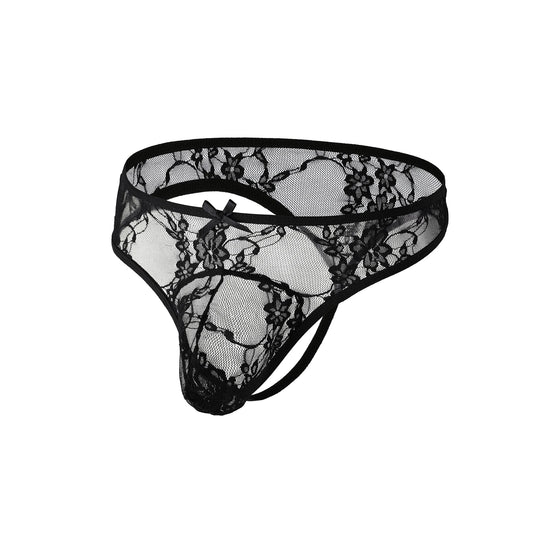 Men’s Ebony Lace Tease Thong
