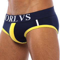 a man in Navy ORLVS Classic Modal U Convex Pouch Men's Brief Underwear - pridevoyageshop.com - gay men’s underwear and swimwear