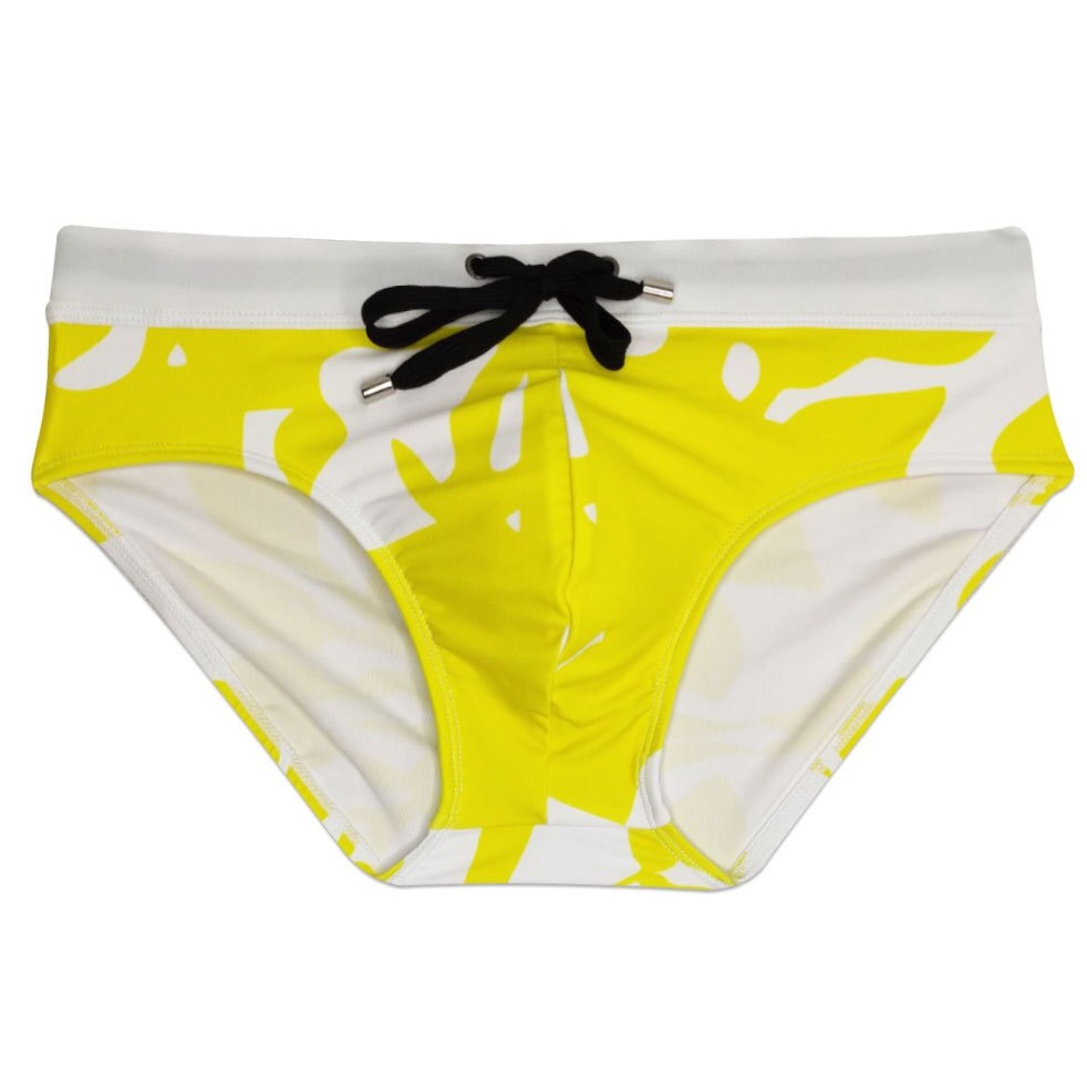 details of yellow Gay Swimwear | Push Up Pouch Swim Briefs- pridevoyageshop.com - gay men’s underwear and swimwear