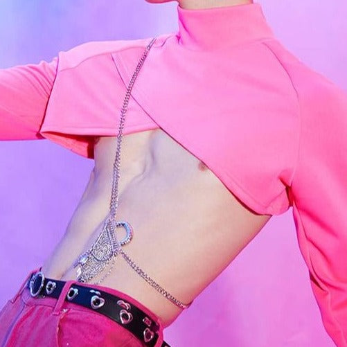 a hot guy in Gay Fashion Pink Turtleneck Crop Top | Gay Crop Tops - pridevoyageshop.com - gay crop tops, gay casual clothes and gay clothes store
