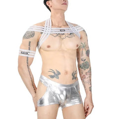 silver Men's Waterfall Harness & Metallic Jock Briefs - pridevoyageshop.com - gay men’s underwear and swimwear