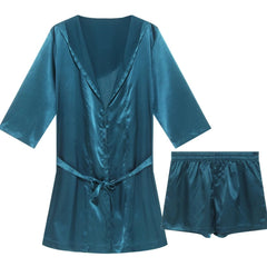 blue Men's Silk Hooded Robe + Boxers - pridevoyageshop.com - gay men’s underwear and swimwear