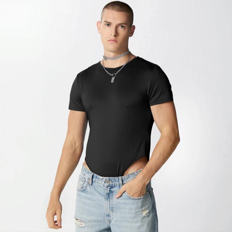 a hot gay man in black Men's Pure Basic T-Shirt Bodysuit - Men's Singlets, Bodysuits, Leotard & Unitard - pridevoyageshop.com