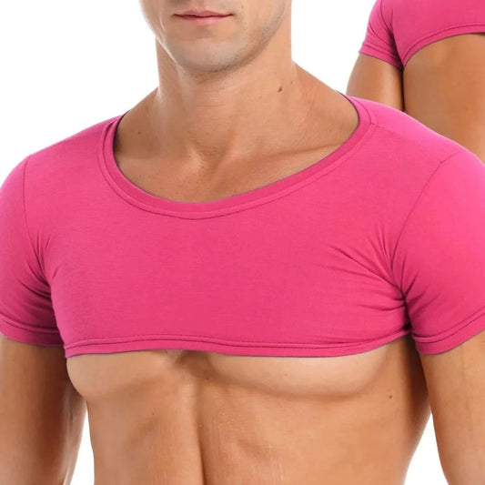 a hot guy in hot pink Men's Casual Solid Crop Tops | Gay Crop Tops & Club Wear - pridevoyageshop.com - gay crop tops, gay casual clothes and gay clothes store