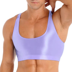 a sexy gay man in light purple Men's Glossy Sports Crop Top | Gay Crop Tops & Sports Wear - pridevoyageshop.com - gay crop tops, gay casual clothes and gay clothes store