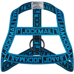 Blue Jockmail Letter Elastic Chest Harness: Men's Clubwear and Gay Lingerie- pridevoyageshop.com - gay men’s harness, lingerie and fetish wear