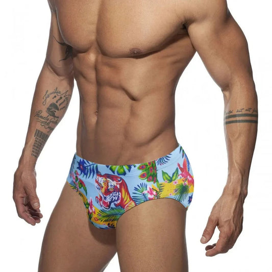 a hot gay man in Men's Tiger Swim Briefs - pridevoyageshop.com - gay men’s underwear and swimwear