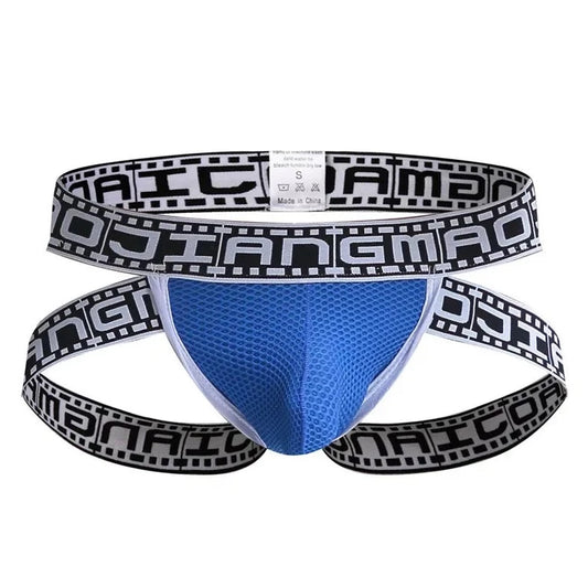 blue Gay Men's Movie Strip Jockstrap - pridevoyageshop.com - gay men’s underwear and swimwear