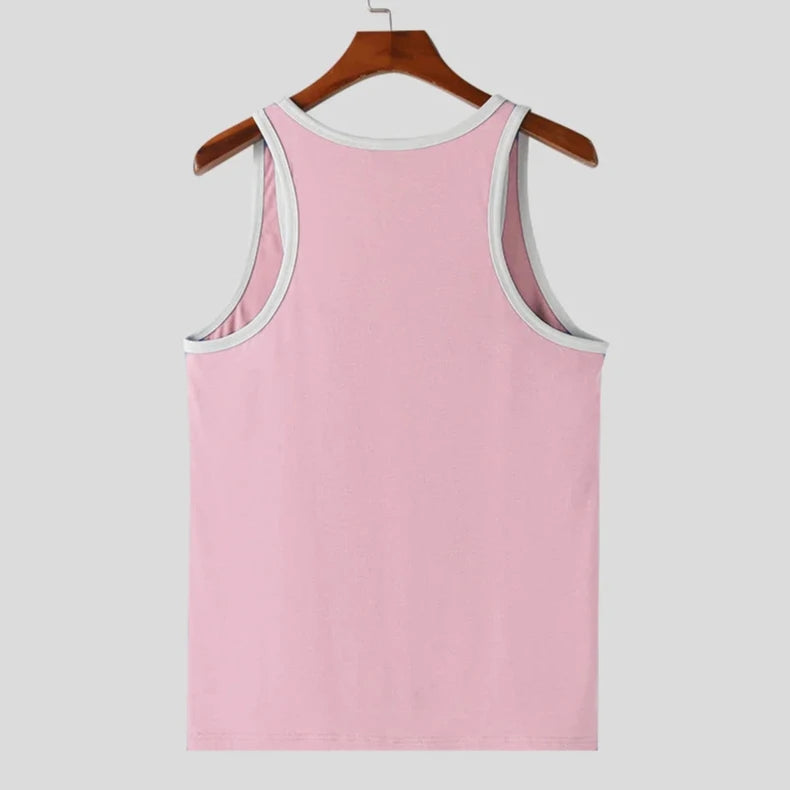 pink PecsShow Deep Scoop Neck Tank Top - pridevoyageshop.com - gay men’s gym tank tops, mesh tank tops and activewear