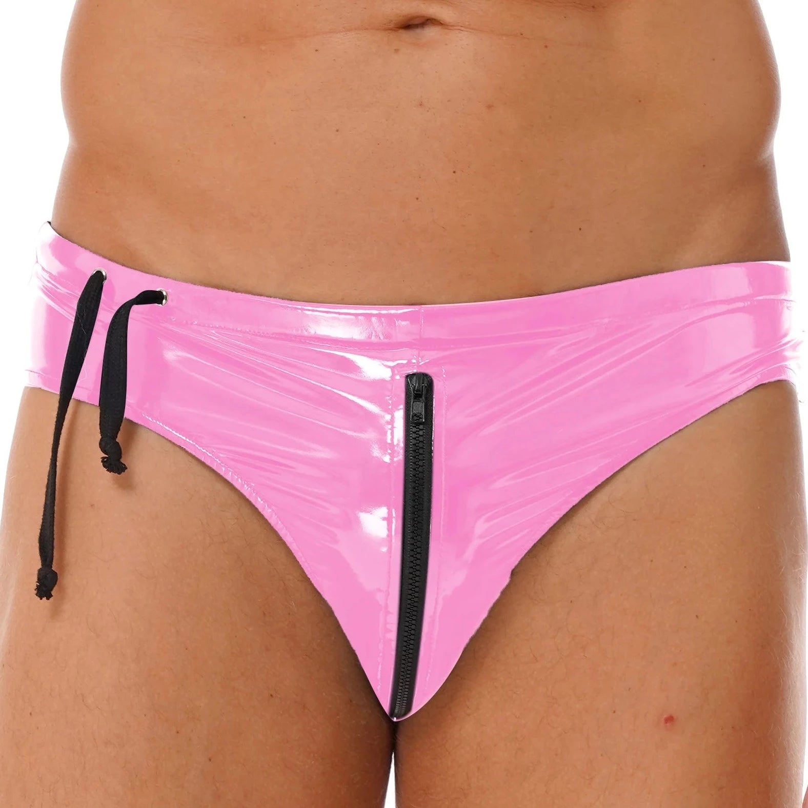 a hot man in pink Gay Men's Wet Look Zipper Strapped Boxer Briefs - pridevoyageshop.com - gay men’s underwear and swimwear