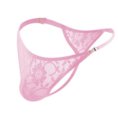 pink Erotic Lace Thong: Sexy Men's See-Through Underwear and Lingerie - pridevoyageshop.com - gay men’s underwear and swimwear