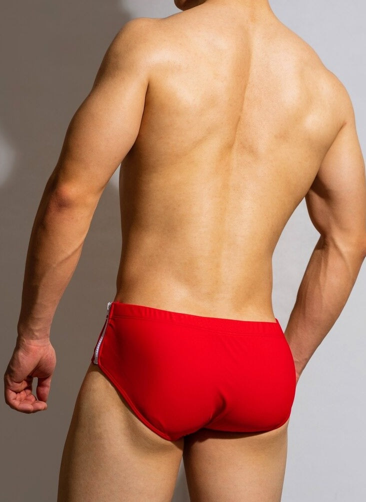 hot gay man in red Gay Swimwear | DM Zipper Swim Briefs- pridevoyageshop.com - gay men’s underwear and swimwear