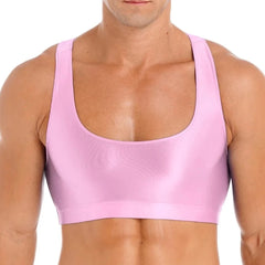 a sexy gay man in pink Men's Glossy Sports Crop Top | Gay Crop Tops & Sports Wear - pridevoyageshop.com - gay crop tops, gay casual clothes and gay clothes store