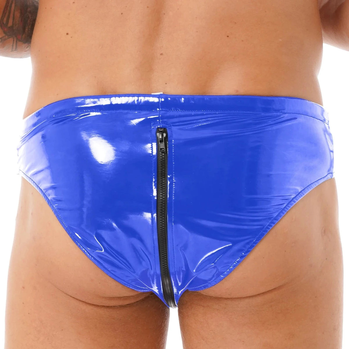 a hot man in blue Gay Men's Wet Look Zipper Strapped Boxer Briefs - pridevoyageshop.com - gay men’s underwear and swimwear