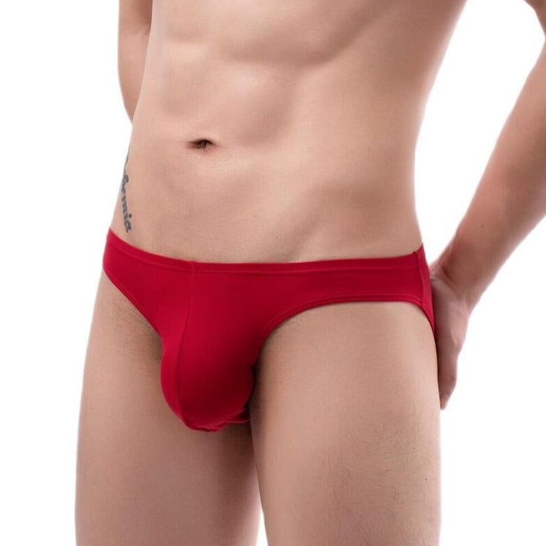 sexy gay man in red Men's Ice Silk Hung Briefs | Gay Men Underwear- pridevoyageshop.com - gay men’s underwear and swimwear