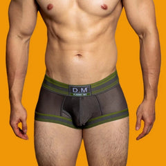 a hot gay man in dark gray DM Men's Mesh Boxer Briefs - pridevoyageshop.com - gay men’s underwear and swimwear