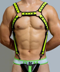 a sexy gay man in fluorescent Hard Grip Suspender Harness -pridevoyageshop.com - gay men’s harness, lingerie and fetish wear