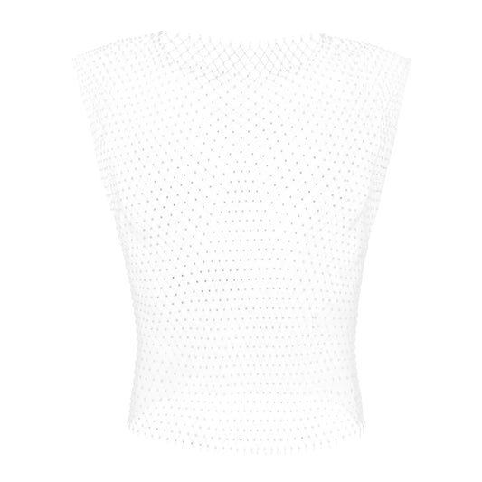 white Mens Rhinestone Shiny Mesh Tank Top - pridevoyageshop.com - gay costumes, men role play outfits, gay party costumes and gay rave outfits