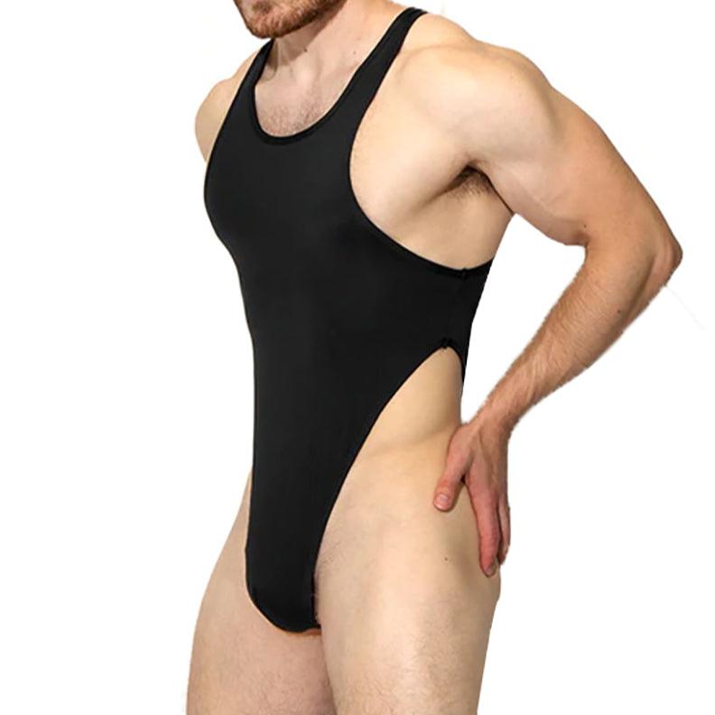 a hot gay man in black Power Sports Shaping Thong Bodysuit - Men's Singlets, Bodysuits, Rompers & Jumpsuits - pridevoyageshop.com