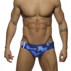 a sexy gay man in blue Men's Camo Swim Briefs - pridevoyageshop.com - gay men’s underwear and swimwear