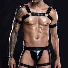 hot gay man in Club Night Star Harness + Jockstrap Set | Gay Harness- pridevoyageshop.com - gay men’s harness, lingerie and fetish wear