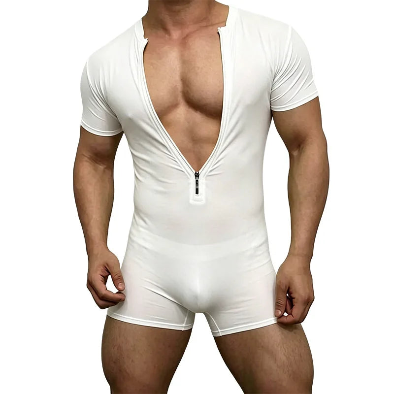 Pull It Down Deep-V Bodysuit for Gay Men
