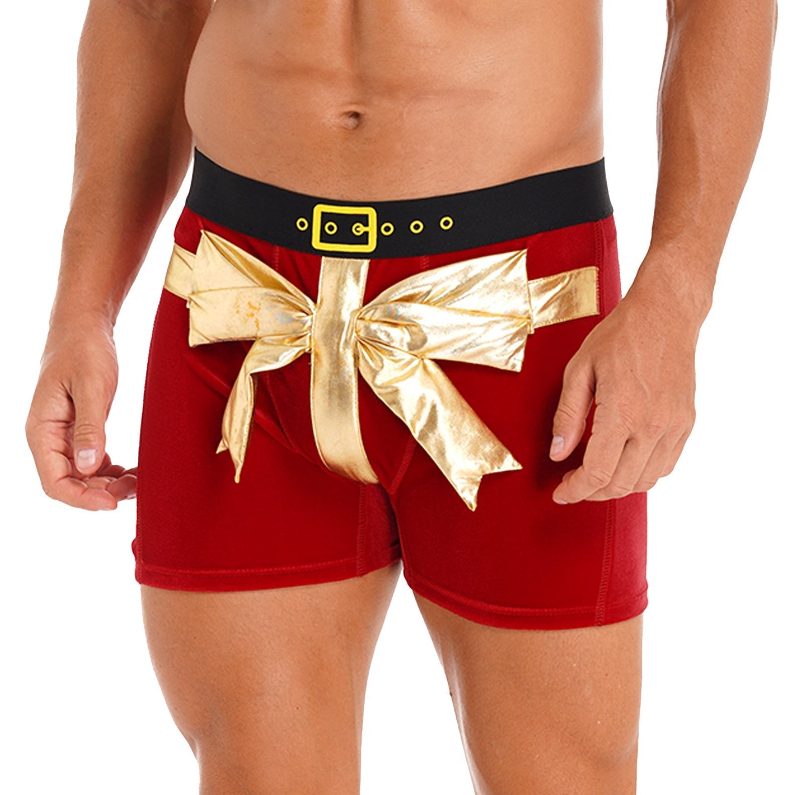 a hot man in Santa’s Surprise Christmas Boxers - pridevoyageshop.com - gay costumes, men role play outfits, gay party costumes and gay rave outfits