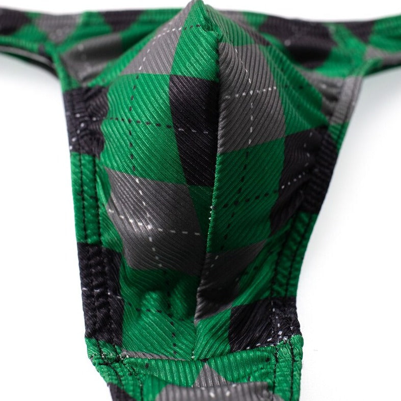 Sexy Plaid Bulging Pouch Thongs