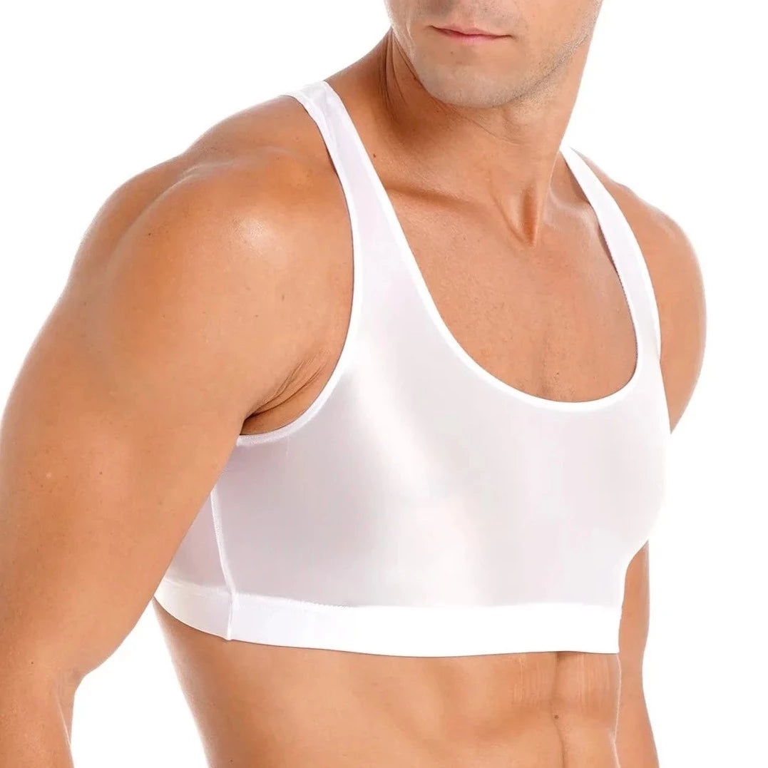 a sexy gay man in white Men's Glossy Sports Crop Top | Gay Crop Tops & Sports Wear - pridevoyageshop.com - gay crop tops, gay casual clothes and gay clothes store