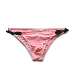 pink VividFlash Leather Buckle Bikini Briefs - pridevoyageshop.com - gay men’s underwear and swimwear