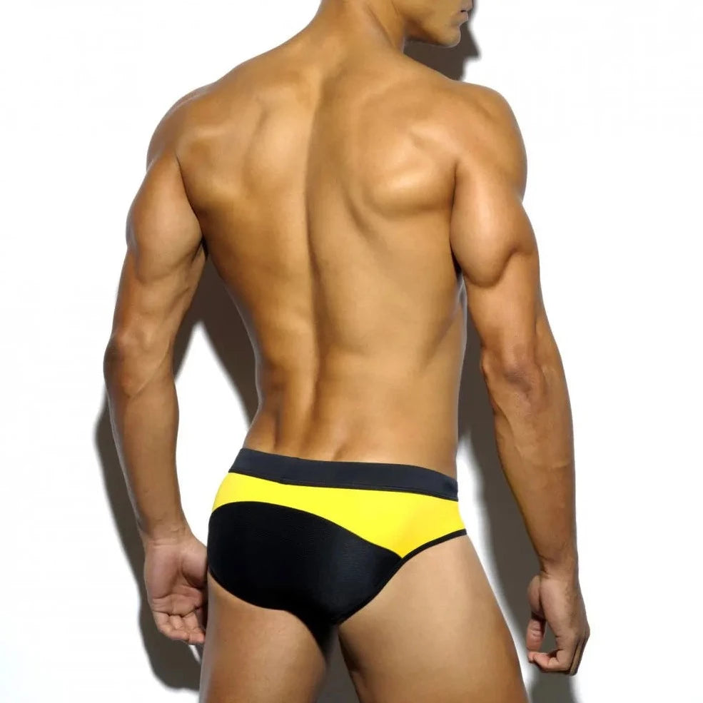 a hot gay man in black Men's Two-toned Bold Swim Briefs - pridevoyageshop.com - gay men’s underwear and swimwear
