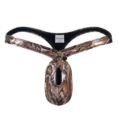 gold Jockmail Snakeskin Bare Thong - pridevoyageshop.com - gay men’s underwear and swimwear