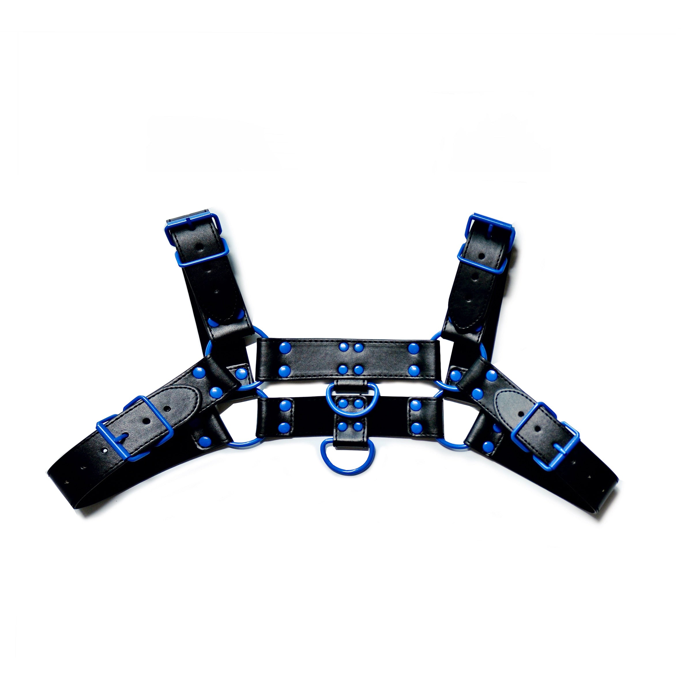 Black and Blue Adjustable Chest Harness: Men's Clubwear and Gay Lingerie