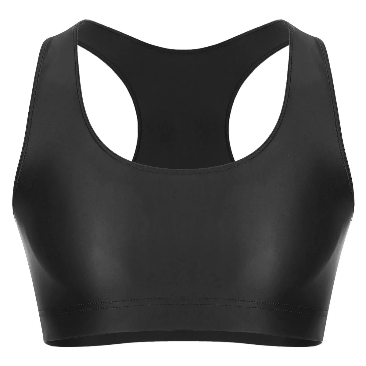 black Men's Glossy Sports Crop Top | Gay Crop Tops & Sports Wear - pridevoyageshop.com - gay crop tops, gay casual clothes and gay clothes store