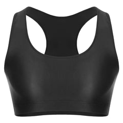 black Men's Glossy Sports Crop Top | Gay Crop Tops & Sports Wear - pridevoyageshop.com - gay crop tops, gay casual clothes and gay clothes store