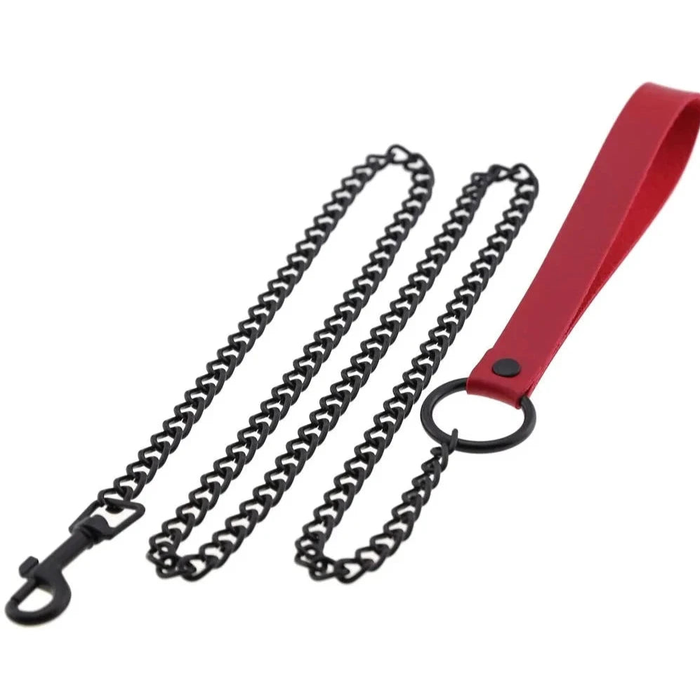 red Loyal Chain Leash for Puppy Play - pridevoyageshop.com - gay men’s puppy play gear, lingerie, fishnet and fetish wear