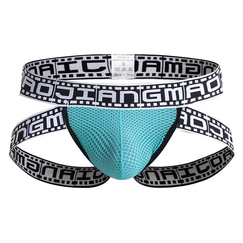 sky blue Gay Men's Movie Strip Jockstrap - pridevoyageshop.com - gay men’s underwear and swimwear