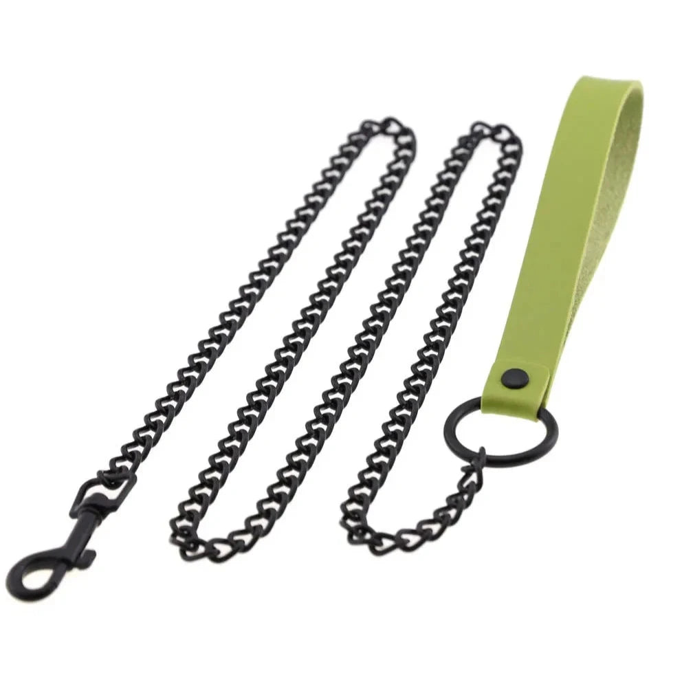 green Loyal Chain Leash for Puppy Play - pridevoyageshop.com - gay men’s puppy play gear, lingerie, fishnet and fetish wear