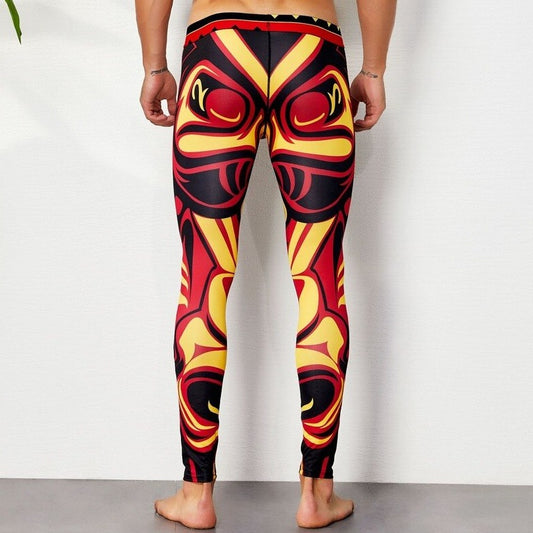sexy gay man in fire red Gay Leggings | Colorful Print Elemental Workout Leggings - pridevoyageshop.com - gay men’s underwear and activewear