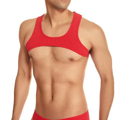 a hot gay guy in red Men's Ribbed Muscle Crop Top | Gay Crop Tops & Sports Wear - pridevoyageshop.com - gay crop tops, gay casual clothes and gay clothes store