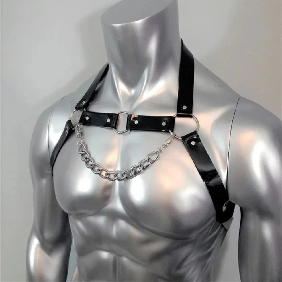 a sexy gay man in Iron Grip Chest Harness -pridevoyageshop.com - gay men’s harness, lingerie and fetish wear