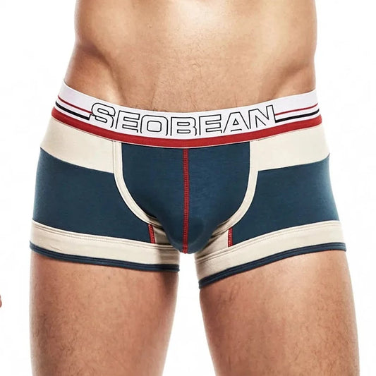 a sexy gay man in dark blue SEOBEAN Men's Vintage Boxer Briefs - pridevoyageshop.com - gay men’s underwear and swimwear