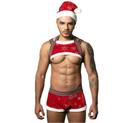 a hot man in Spicy Santa Christmas set - pridevoyageshop.com - gay costumes, men role play outfits, gay party costumes and gay rave outfits