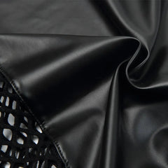 details of Men's Black PU Leather Fishnet Crop Top | Gay Crop Tops - pridevoyageshop.com - gay crop tops, gay casual clothes and gay clothes store