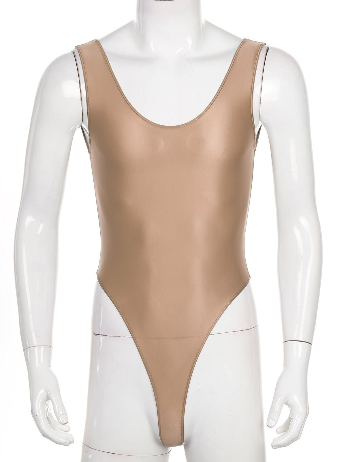 Coffee Fluorescent Green The ’80s Shiny Thong Bodysuits - Men's Singlets, Bodysuits, Leotard & Unitard - pridevoyageshop.com