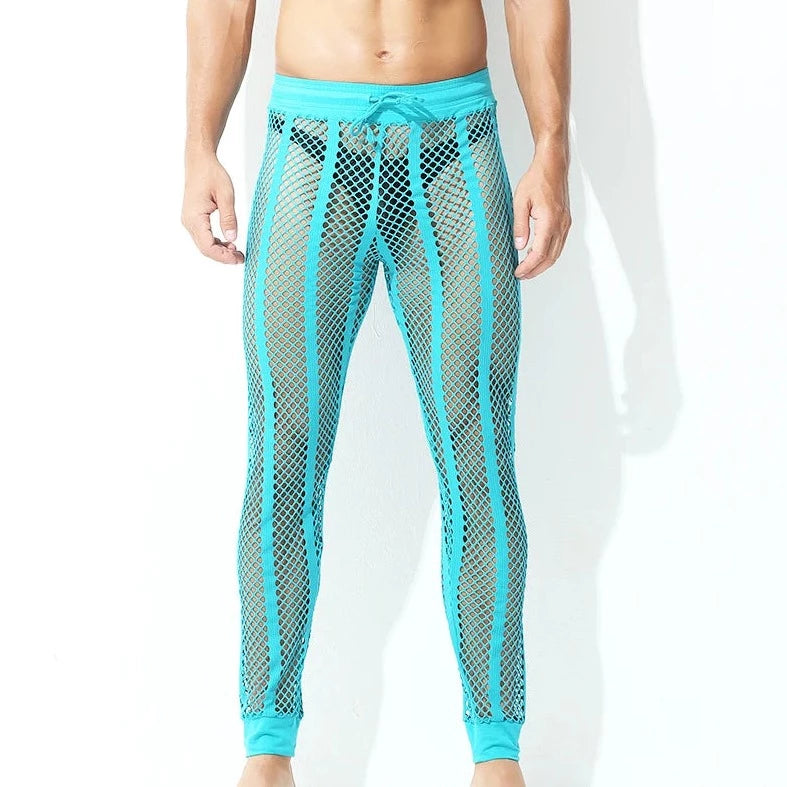 blue Men's Striped Mesh Tights - pridevoyageshop.com - gay men’s underwear and swimwear